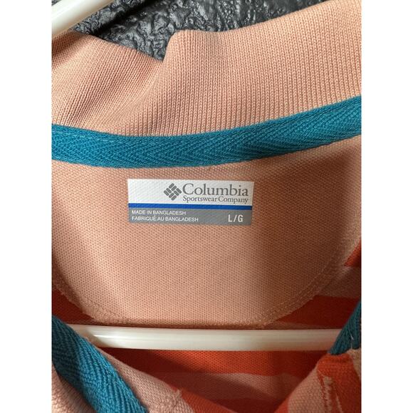 Columbia Men's PFG Orange Striped Super Bonefish Pique Polo Shirt Size L/G NWT - Picture 5 of 11